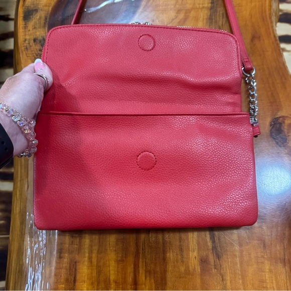 Express Red Leather Shoulder Bag with Chain Strap - Picture 2 of 5